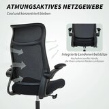  Ergonomska uredska stolica 3D nasloni za ruke mrežasti naslon naslon za glavu funkcija nagiba crna | shoptok.hr