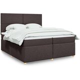vidaXL Box spring postelja z vzmetnico temno rjav 200x200 cm blago, (21308225) | Shoptok.si