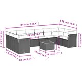  11-dijelni set vrtnih sofa od poliratana s jastucima crni | shoptok.hr