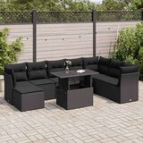  9-dijelni set vrtnih sofa s jastucima crni od poliratana | shoptok.hr