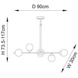  Endon 101348 - Luster na stalku OTIS 5xG9/3W/230V crni hrom/zadimljeno crna | Eponuda.com
