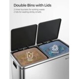 Songmics sorter za odpadke LTB60NL, 2x30 L, srebrna/črna | Shoptok.si