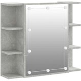 Ormarić s ogledalom i LED svjetlima boja betona 70x16,5x60 cm | shoptok.hr