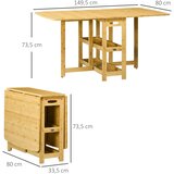  Sklopivi stol blagovaonski stol dvije sklopive stranice dvije police podesive noge bambus 149 5 x 80 x 73 5 cm | shoptok.hr