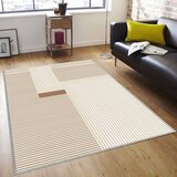 Tepih sa gumenom podlogom 160x230cm - Bež linije I, TG-4120
