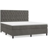  Box spring postelja z vzmetnico temno siva 160x200 cm žamet, (20790073) | Shoptok.si