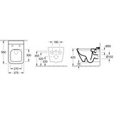 Villeroy & Boch viseča brezrobna WC školjka 375x560 mm FINION 4664 R0 R1 White Alpin CeramicPlus | Shoptok.si
