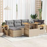 vidaXL 7-dijelni set vrtnih sofa s jastucima bež od poliratana bagrem | shoptok.hr