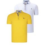 Dewberry DUAL SET T8582 MENS T-SHIRT-WHITE-YELLOW Cene