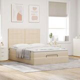  Otomanska postelja z vzmetnico krem 140x190 cm blago, (22053154) | Shoptok.si