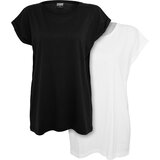 Urban Classics Women's T-shirt with extended shoulder 2-pack black/white Cene