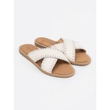 Shelvt White braided flip-flops on a flat sole | Shoptok.si
