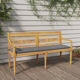 The Living Store Klop Batavia s sivo blazino 150 cm trdna tikovina - Klop, (21483847) | Shoptok.si