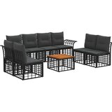  Set vanjskih sofa 9 pcs Crna i tamno siva Poliester - Crna i tamno siva sa stolom | shoptok.hr