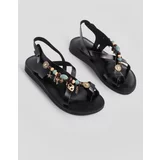 Marjin Women's Genuine Leather Accessory Eva Sole Flip-Flops Daily Sandals Devila Black
