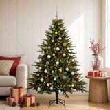  Umjetno božićno drvce s kuglicom 150 cm 150 LED lampica - Zelena 150 cm s LED-ima i srebrnim lopticama | shoptok.hr