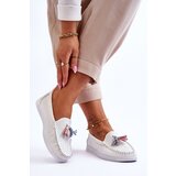 EVENTO Women's Openwork Leather Loafers White Lanzarot | Shoptok.si