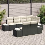  Sjedeća garnitura za vrt 7 kom. Crna i Krema poliratan 184 x 62 x 85 cm | shoptok.hr