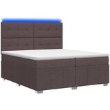  LED okvir za krevet s madracem Tamno smeđa 200 x 200 cm Tkanina | shoptok.hr