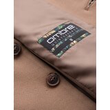 Ombre Fitted elegant men's vest with elastane and lapels - brown | Shoptok.si