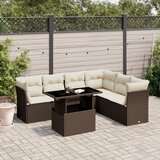 Maison Chic Seti vrtnega pohištva - Vrtna garnitura - Vrtni pohištvo set 7-delna z blazinami rjav poli ratan, (21802179) | Shoptok.si
