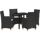 vidaXL set 5 delnega vrtnega jedilnega kompleta z blazinami Črna poli ratan | Shoptok.si