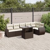 Maison Chic Seti vrtnega pohištva - Vrtna garnitura - Vrtni pohištvo set 7-delna z blazinami rjav poli ratan, (21803066) | Shoptok.si