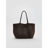 Reserved Pletena shopper torba - tamnosmeđe | shoptok.hr