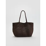 Pletena shopper torba - tamnosmeđe