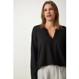  Women's Black Judge Collar Knitted Blouse Cijene