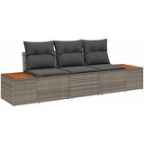 vidaXL Vrtna sedežna garnitura z blazino 3 pcs Siva Poly ratan, (5000134736) | Shoptok.si