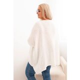 Kesi Włoski Women's Plus Size sweater with acrylic, loose fit and 3/4 sleeves ecru | Shoptok.si