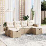  6-dijelni set vrtnih sofa s jastucima bež od poliratana | shoptok.hr