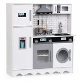 Ginger Home Dječja drvena kuhinja s hladnjakom, tekućom vodom, mikrovalnom i perilicom, bijelo-siva, 97x30x94 cm | shoptok.hr
