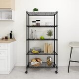 vidaXL 5-nadstropni regal s kolesi 75x35x155 cm črn 250 kg | Shoptok.si