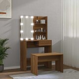  Set toaletnog stolića LED boja hrasta od konstruiranog drva Smeđa 74.5 x 40 x 141 cm | Shoptok.si
