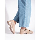 Shelvt Lacquered beige loafers with a thick sole | Eponuda.ba