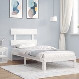 vidaXL Posteljni okvir z vzglavjem bel 3FT trden les | Shoptok.si