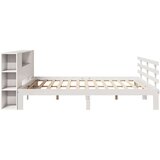  Krevet s regalom z knjige bez madraca bijeli 200x200cm borovina | shoptok.hr