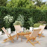 The Living Store Zložljivi vrtni stoli 4 kosi bež blago in trden les - Vrtni Stol, (21781148) | Shoptok.si
