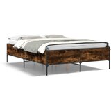  Okvir za krevet boja hrasta 150x200cm konstruirano drvo i metal Smeđa 150 x 200 cm | Shoptok.si