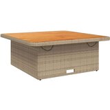 vidaXL Vrtna miza bež 110x110x71 cm poli ratan in akacijev les | Shoptok.si