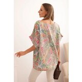 Kesi Włoski Women's cotton blouse with butterfly motif with short sleeves fango | shoptok.hr