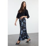 Trendyol Black Floral Printed A Line/Bell Cut Flexible Maxi Skirt Cene