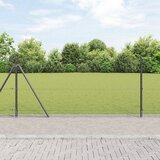 vidaXL varjena mrežna ograja s 13 flanšnimi stebri Siva 1x50 m Jeklo | Shoptok.si