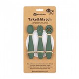 Petite&Mars Silikonske žlice za učenje 3 kosi 6 m+ Take&Match, Misty Green | Shoptok.si