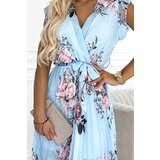 numoco basic Pleated dress with a neckline and ruffles on the shoulders Numoco | Shoptok.si