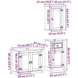  3-dijelni set kupaonskog namještaja Corona masivna borovina | shoptok.hr