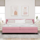 Box Postelja z vzmetnico Roza 200x200 cm Žamet, (22050287) | Shoptok.si
