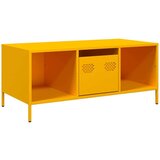 vidaXL Klubska mizica gorčično rumena 101,5x50x43,5 cm valjano jeklo | Shoptok.si